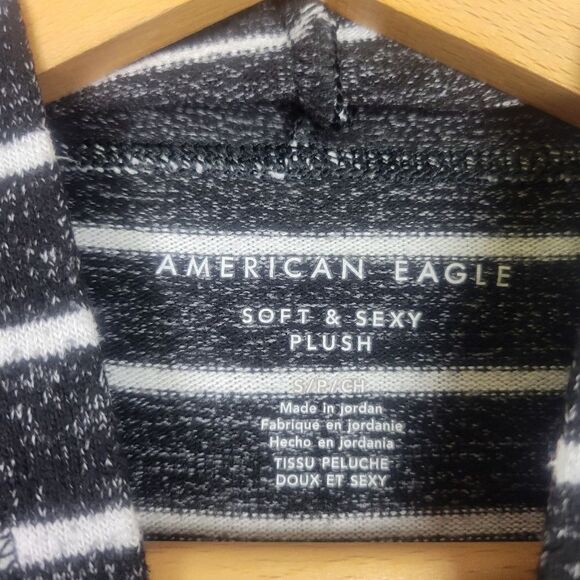 American Eagle Black White Striped Hoodie size Small - Picture 5 of 6